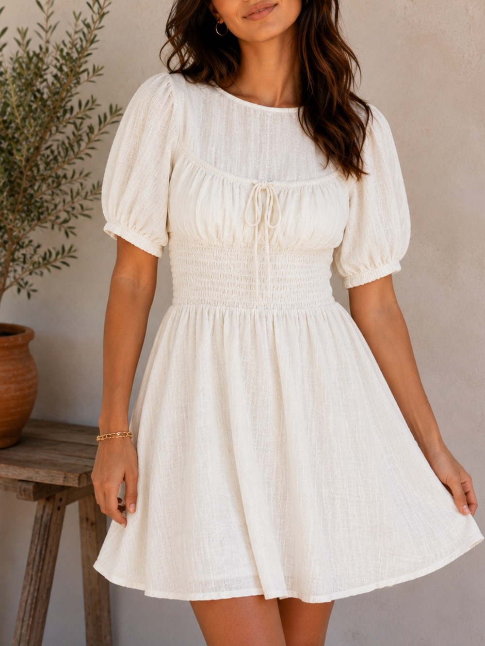 NWT SABO Skirt Smocked Waist Mini Dress